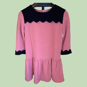 Pepaloves Scalloped Drop Waist Irene Dress in Pink Size XS